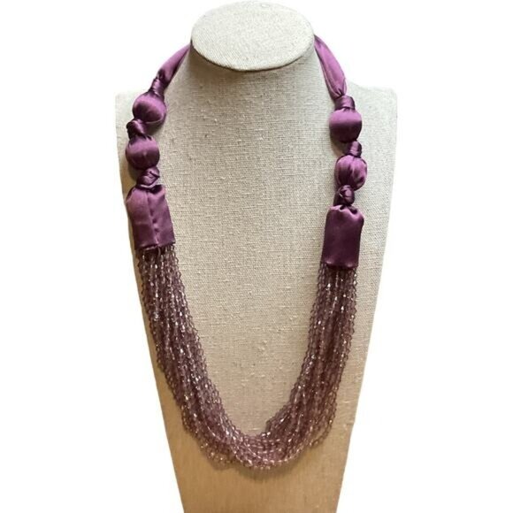 Kristin Davis Purple Silk & Beaded Multi-Strand Necklace With Adjustable Clasp - Picture 1 of 7